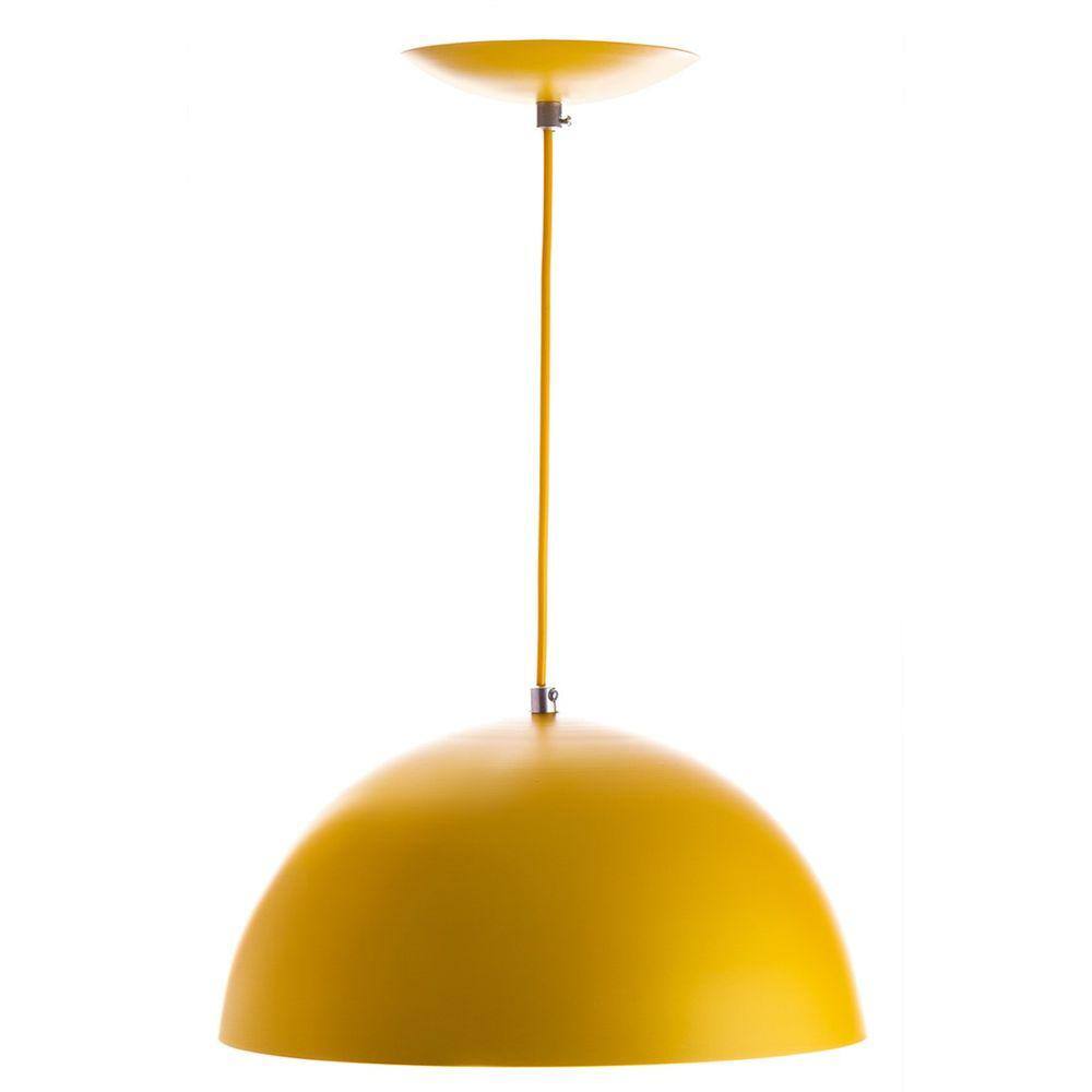 Pendente Meia Bola 30 Amarelo Sala Cozinha Churrasqueira