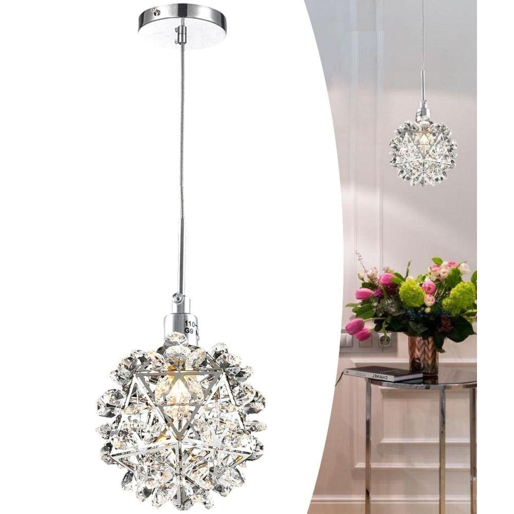 Pendente Luminária Globo Cristais K9 Legitimo Alto Brilho Moderno Praga Provençal Cromado P/ Sala Quarto Cozinha Lavabo