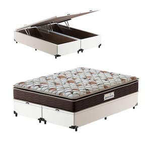 Cama Box Baú Super King Branca + Colchão De Espuma D45