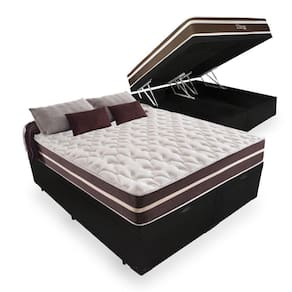 Cama Box Com Baú Super King + Colchão De Molas Preto