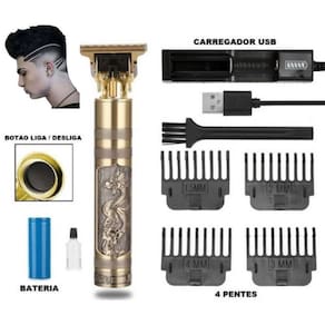 Maquina Barbear E Cortar Cabelo Profissional Recarregável