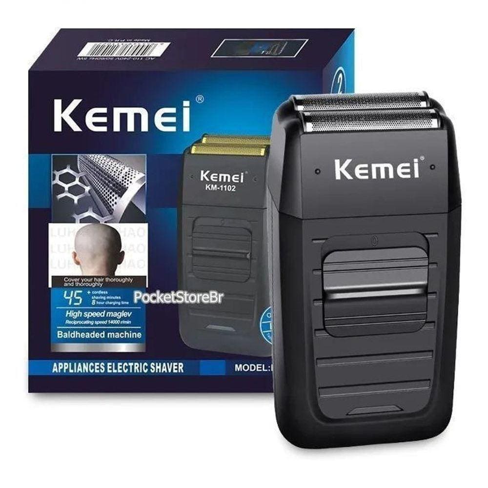 Barbeador Shaver Elétrico Sem Fio Kemei 2 Lâminas Km-1102