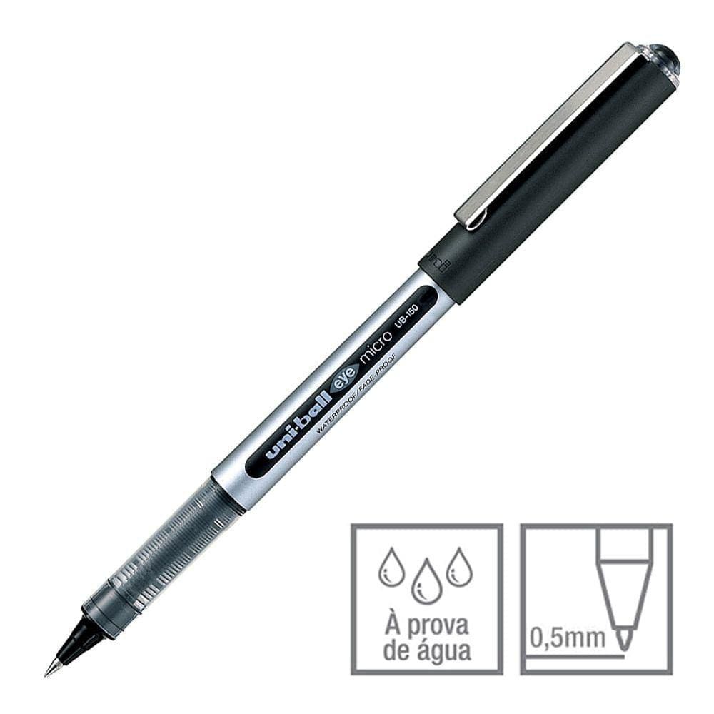 Caneta Rollerball Eye Micro Preta Uni-Ball Ub-150