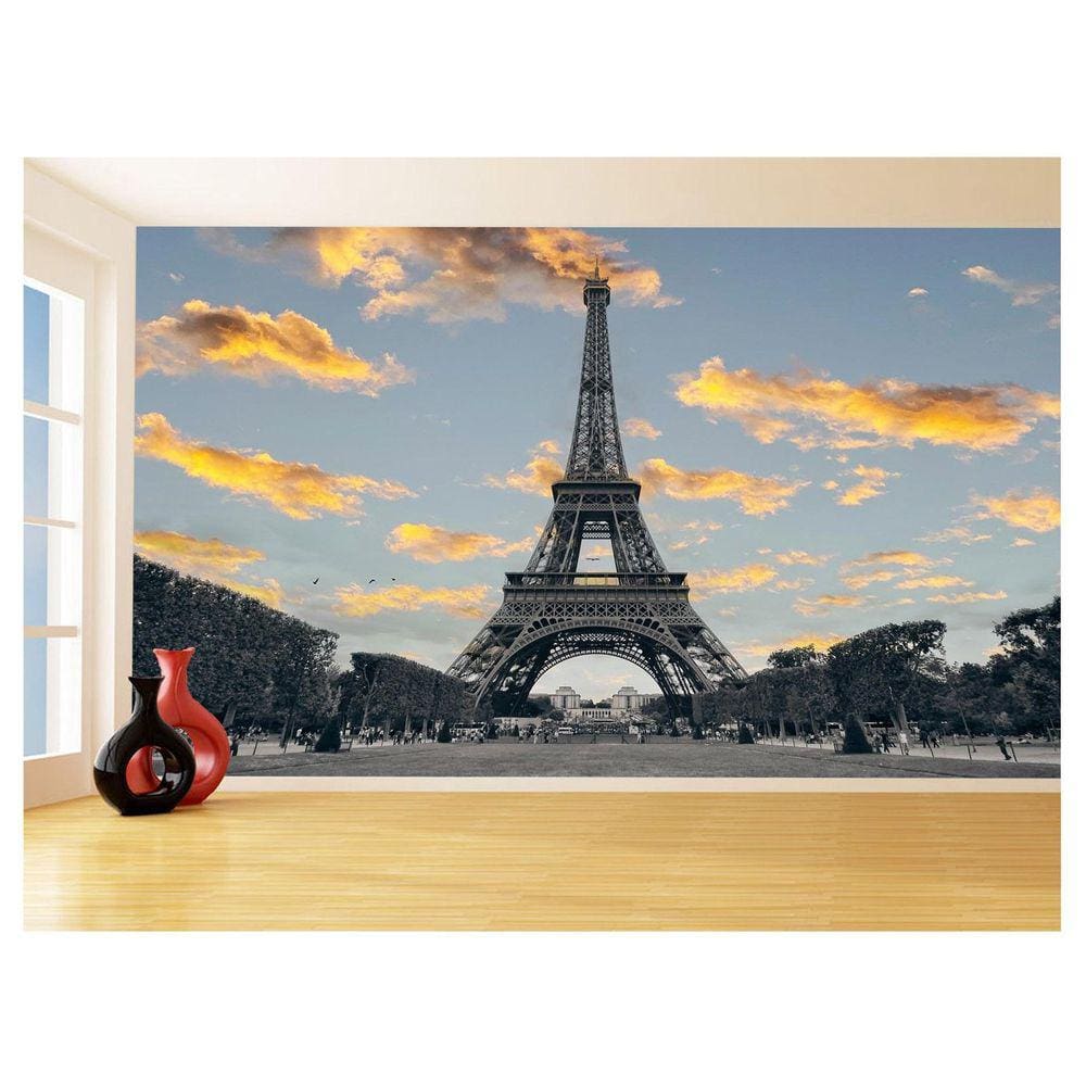Papel De Parede Paris Torre Eiffel Sol Nuvens 3,5M Ncd295