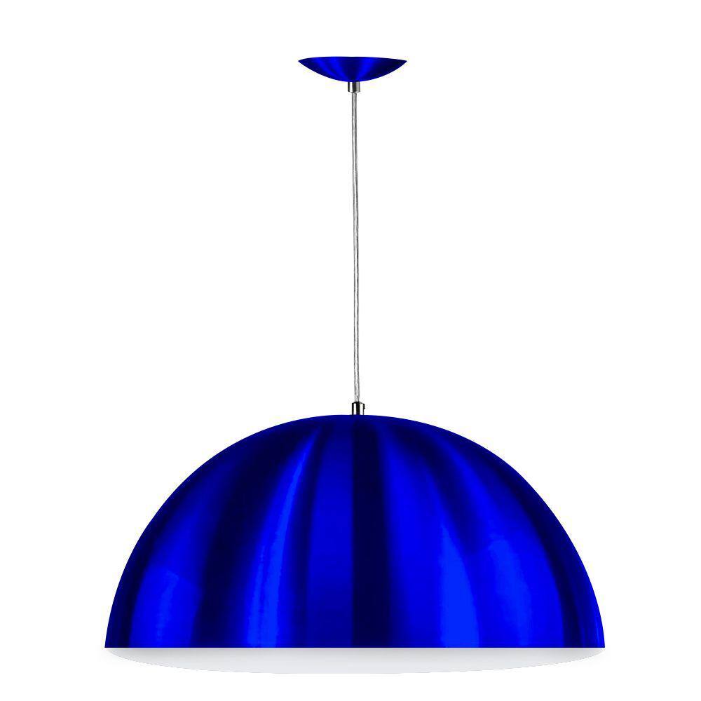 Pendente Meia Bola 30 Azul Metal Sala Cozinha Churrasqueira