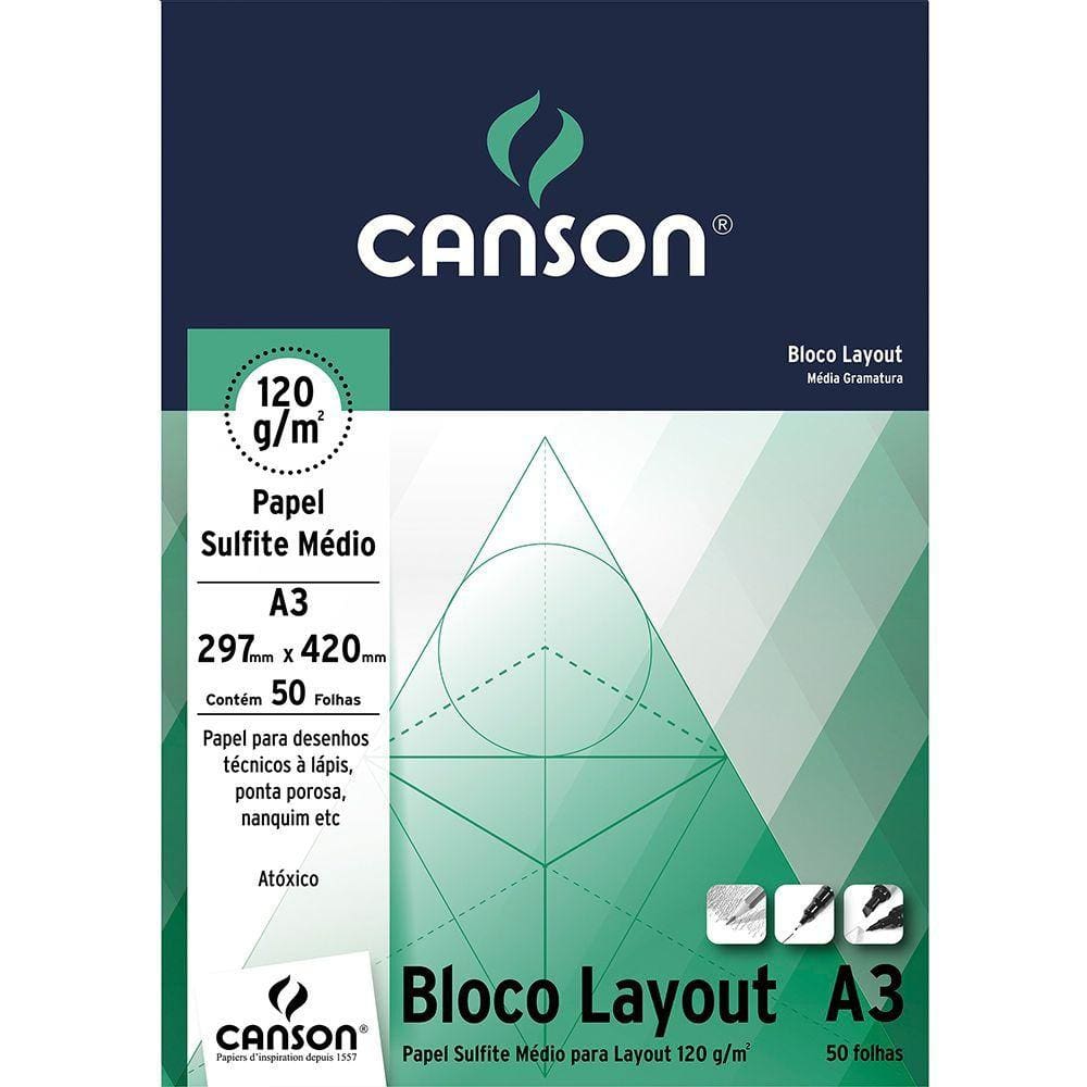 Bloco Canson Layout Papel Sulfite Médio A3 120 g/m 50fls 66667155