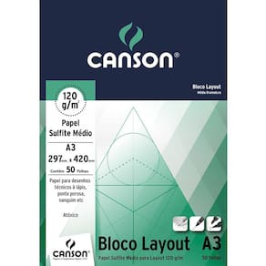Bloco Canson Layout Papel Sulfite Médio A3 120 g/m 50fls 66667155
