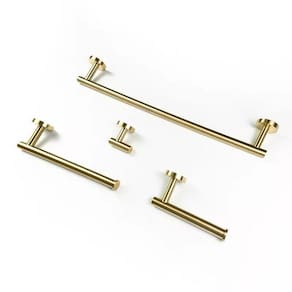 Kit 4 Acessórios Banheiro Dourado Fosco Aço Inox Redondo