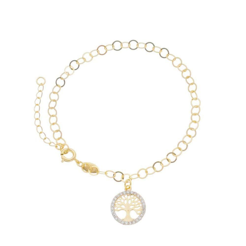 Pulseira Árvore Da Vida Banhada A Ouro 18K
