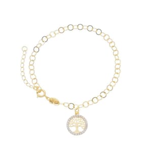 Pulseira Árvore Da Vida Banhada A Ouro 18K