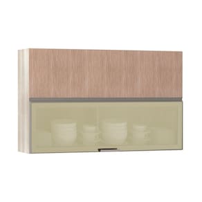 Armário Basculante Misto Luciane 120cm 1 Porta Fechada 1 Porta com Vidro Reflecta Bronze Luci