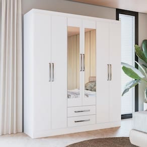 Guarda-Roupa Kappesberg 2 Espelhos 6 Portas 2 Gavetas Branco