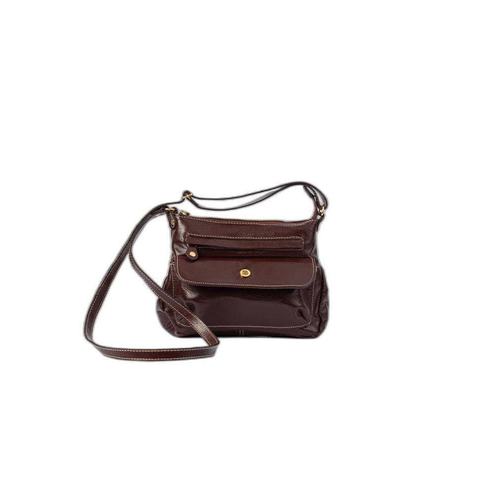 Bolsa Selma Transversal Feminina Café Em Couro Legitimo