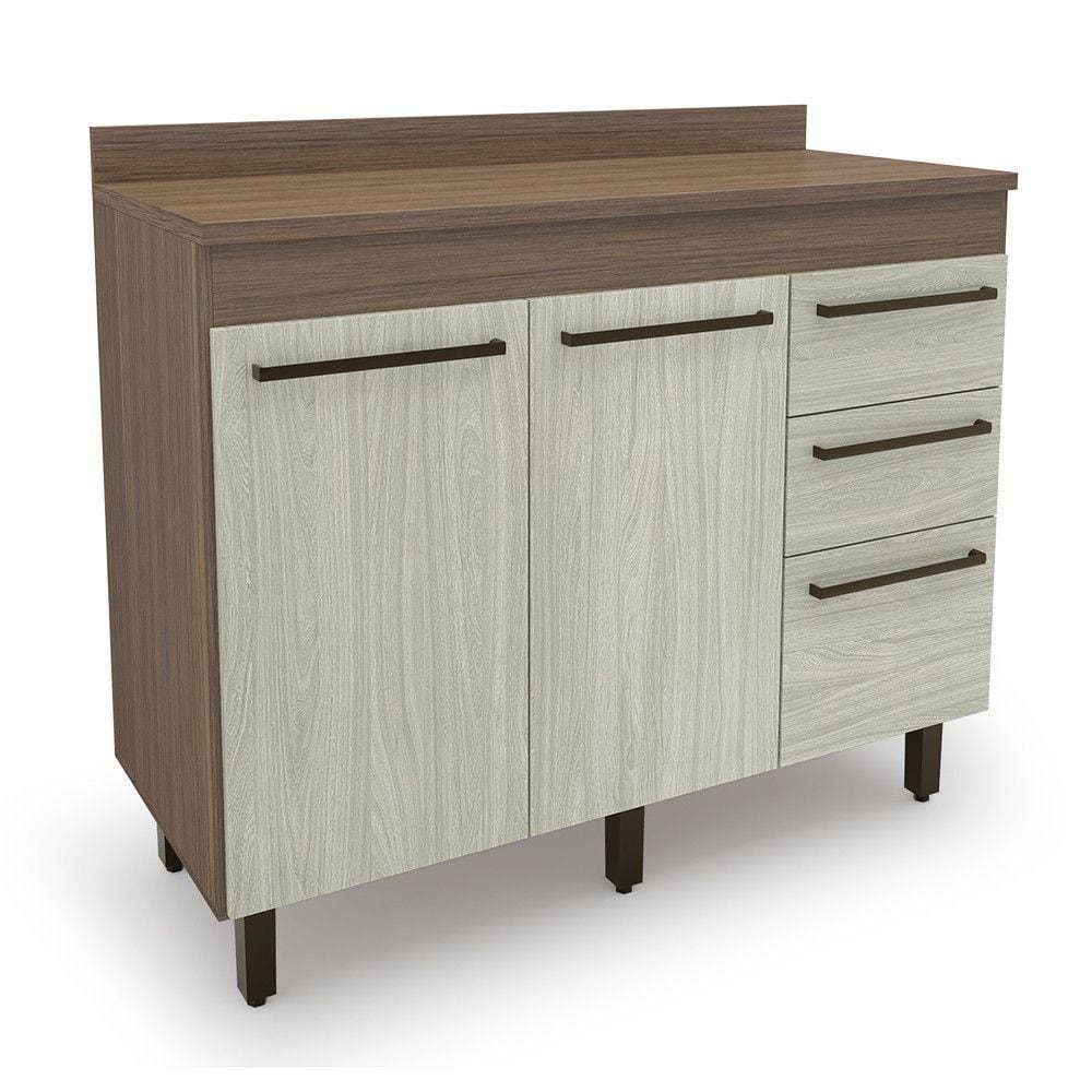 Balcao Evolution Plus 2 Portas 3 Gavetas Tannat legno Crema Batrol Tannat legno Crema