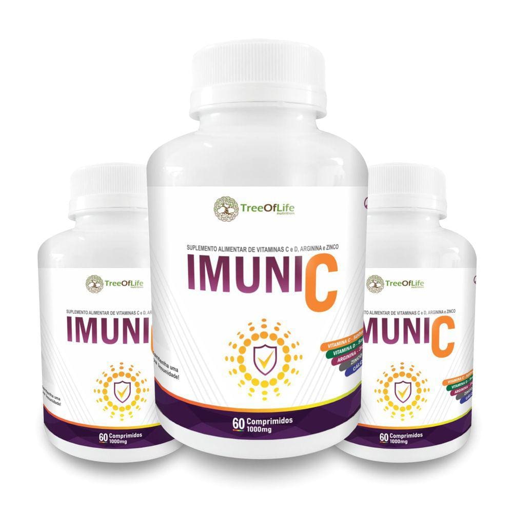 3X Imuni 5+ Arginina Vit C D Zinco Cálcio 180 Comp 1000Mg