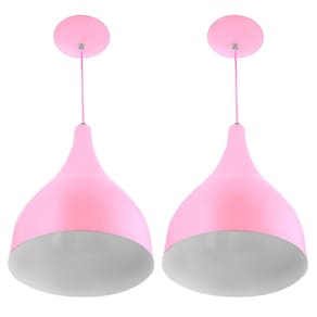 Kit 2 Pendente Milão Pequena Rosa Bebe Sala Cozinha Quarto