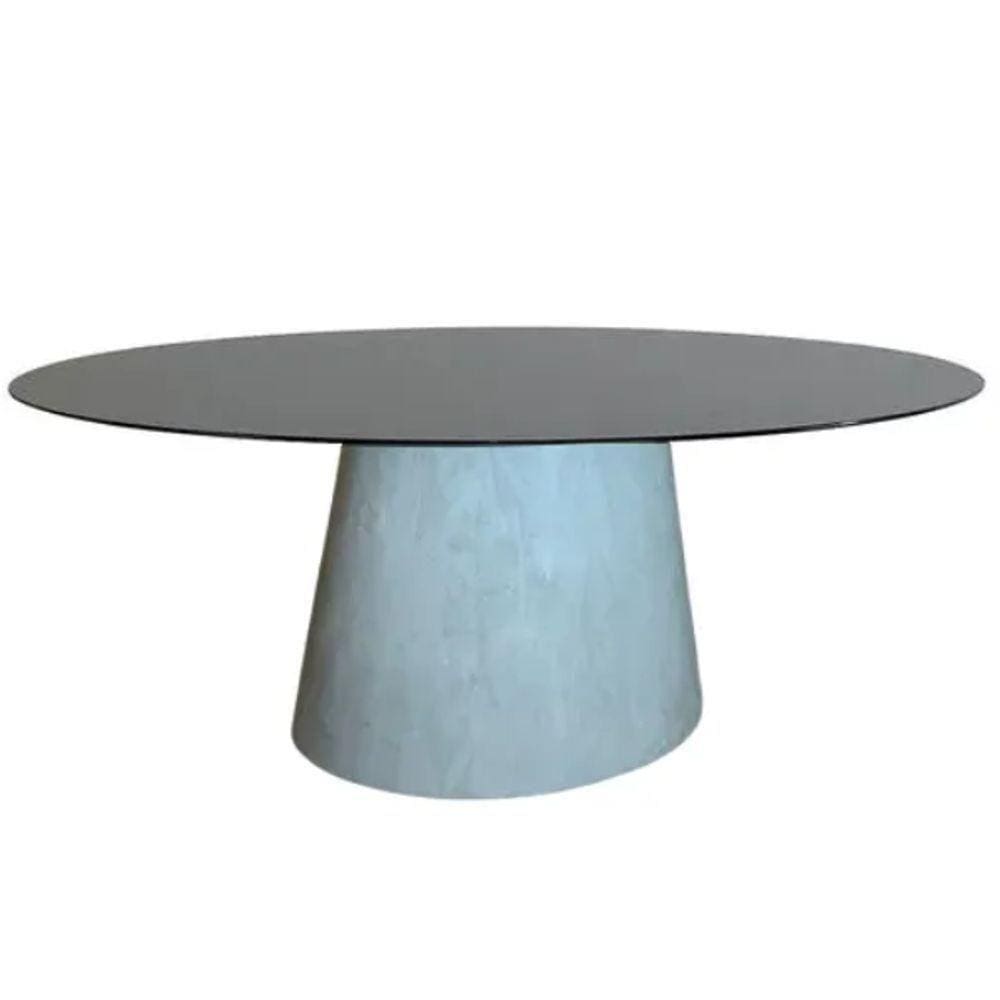 Mesa De Jantar Cone 198X122 Cm Cimento QueimadoPreto