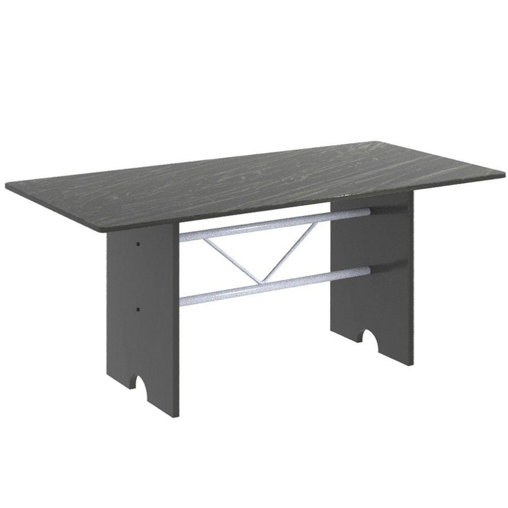 Mesa para Cozinha 180x75cm Tampo Granito Soma Móveis Martelado Pérola/Indiano