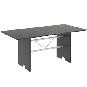Mesa para Cozinha 180x75cm Tampo Granito Soma Móveis Martelado Pérola/Indiano