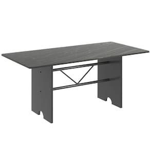 Mesa para Cozinha 180x75cm Tampo Granito Soma Móveis Martelado Prata/Indiano