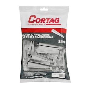 Cunha para Nivelamentos Pisos Cortag Slim 90x14x13mm Cinza - Embalagem com 100 Unidades