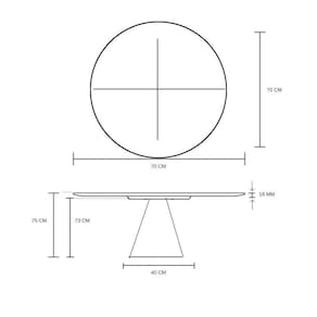 Mesa De Jantar Cone 70 Cm Cimento Queimado Preto