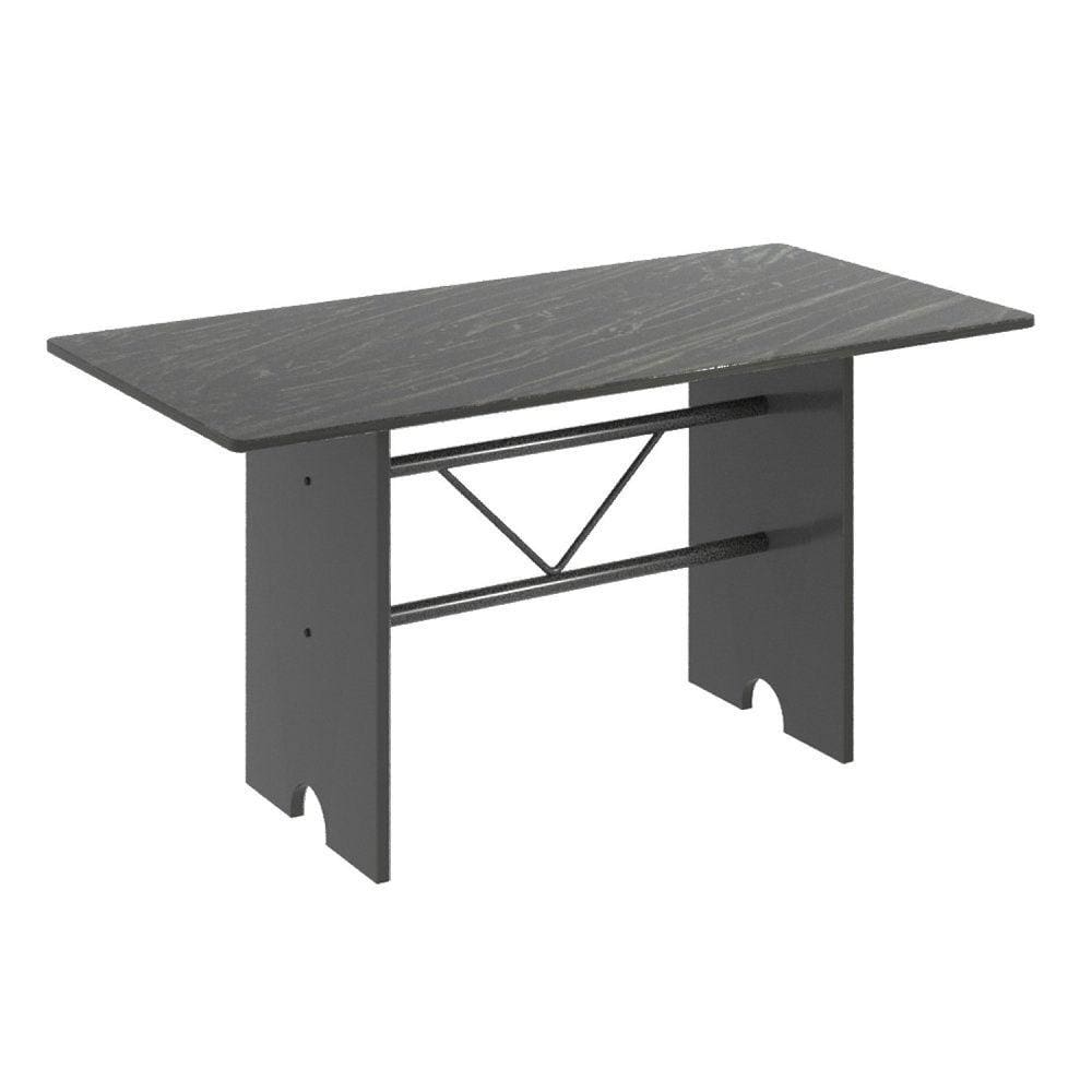 Mesa para Cozinha 140x75cm Tampo Granito Soma Móveis Martelado Prata/Indiano