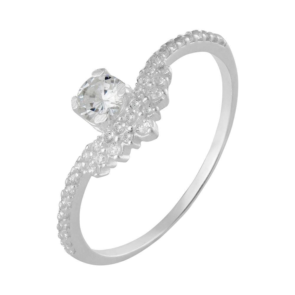 Anel Coroa Princess Coleção Glam Prata com Zircônia.