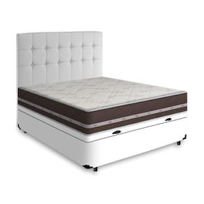 Cama Box Baú + Cabeceira E Colchão Casal 138X188X64cm Branco