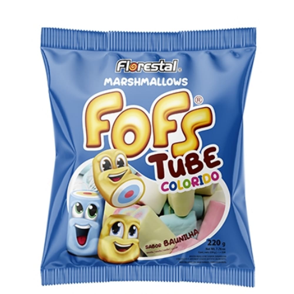 Marshmallow Colorido Tube Baunilha Fofs 220g - Florestal
