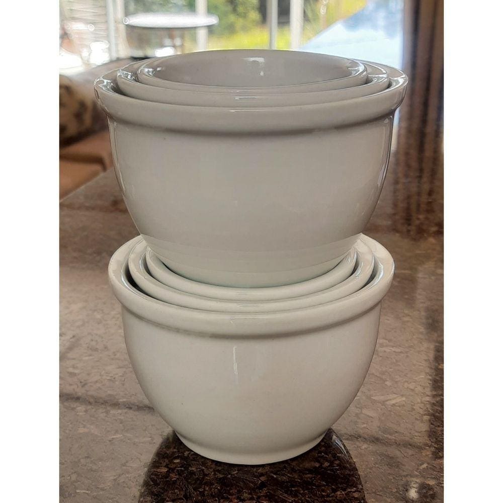 Kit 6 Tigelas / Cumbucas Encaixáveis (420ml, 255ml, 150ml) - Porcelana Branca