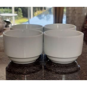 Kit sobremesa, conjunto com 4 tigelas empilháveis 180ml - Porcelana branca