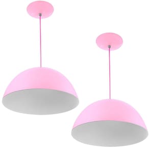 Kit 2 Pendente Meia Bola 40 Rosa Bebe Cozinha Churrasqueira