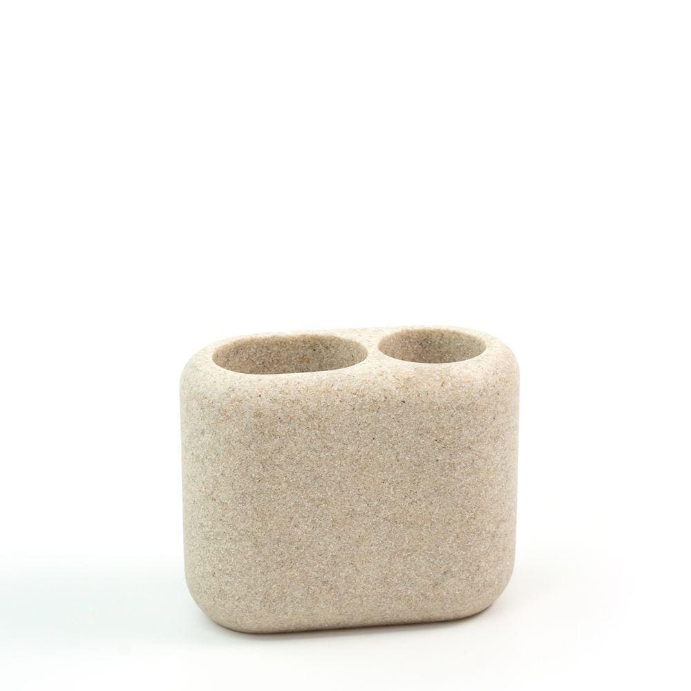 Porta escova de dente de resina oval areia - Oikos