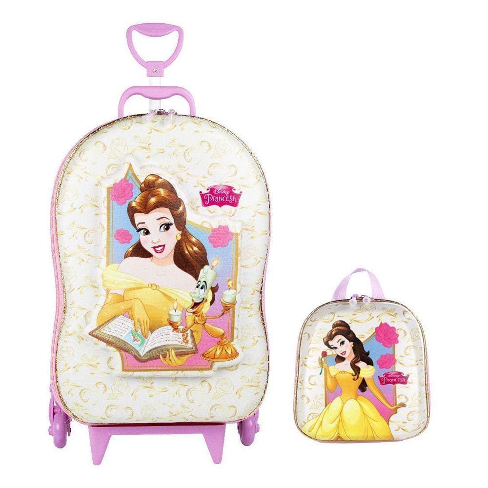 Kit Mochila De Rodas E Lancheira Em 3D Princesa Bela