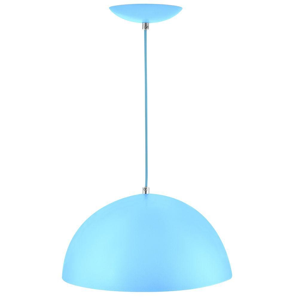 Pendente Meia Bola 40 Azul Bebe Sala Cozinha Churrasqueira
