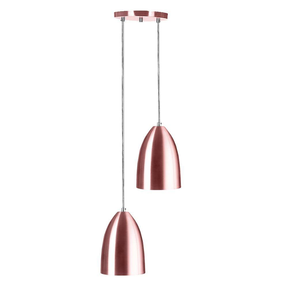 Pendente Vegas Aluminio Duplo Gold Rose sala quarto cozinha