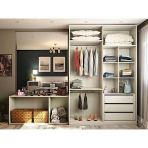 Guarda Roupa Closet Modulado sem Portas 2 Peças, 3 Gavetas, 2 Cabideiros Prime Luciane Móveis