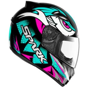 Capacete Ebf New Spark Tribal Verde e Rosa