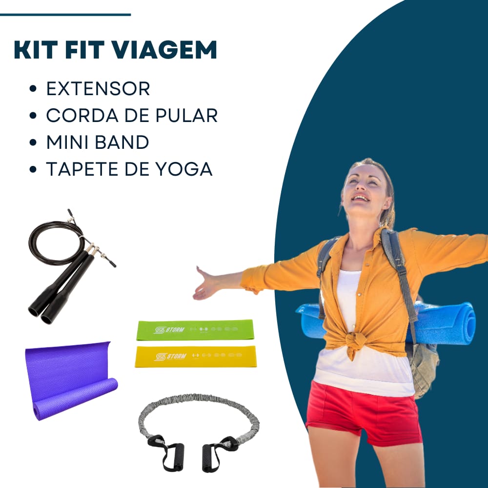 Kit Elástico Extensor Corda Tapete de Yoga 2 Mini Band
