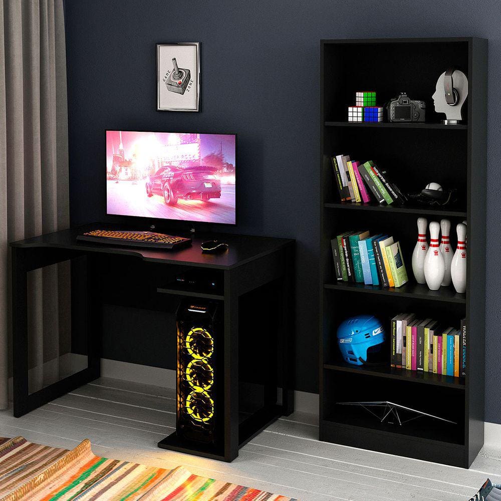 Quarto Gamer 4 Prateleiras Preto - Pnr Móveis