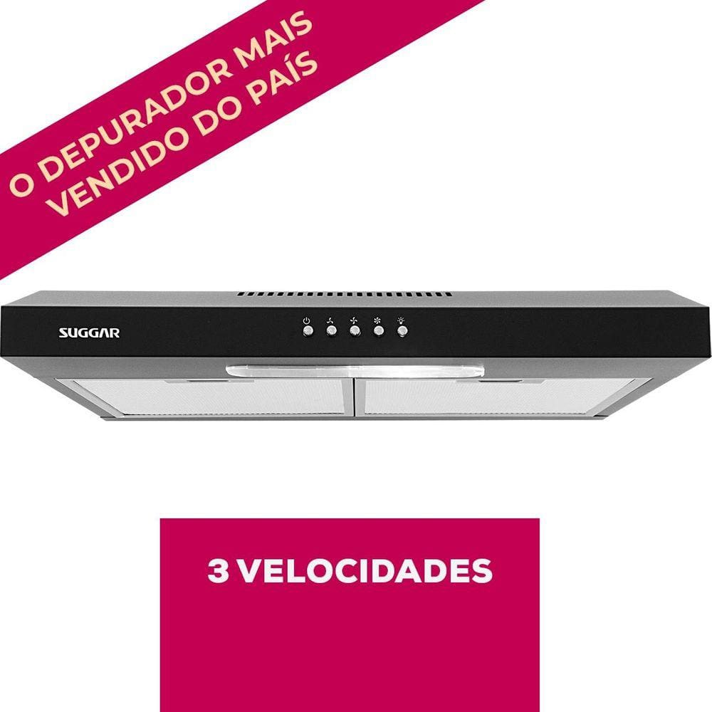 Depurador e Exaustor de ar Slim 60 Cm Preto Suggar