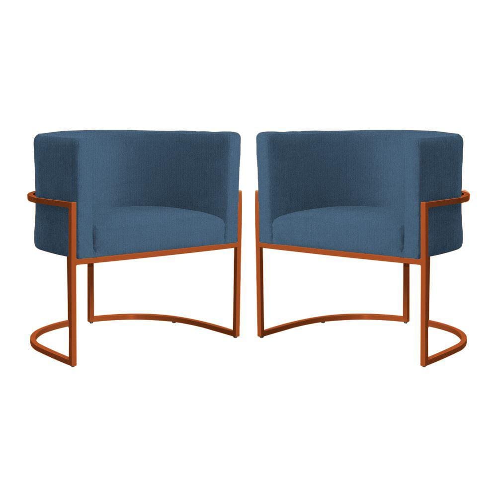 Kit 02 Poltronas Decorativa Luana Base Bronze Suede Cores  -  S.A Móveis