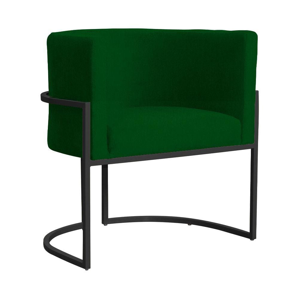 Poltrona Decorativa Luana Base Preta Suede Cores - S.A Móveis