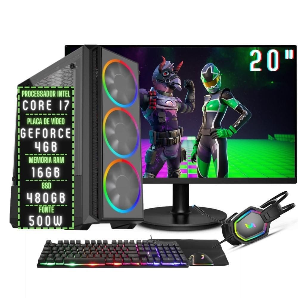 Pc Gamer Completo Smart Pc SMT81072 i5 8GB (Geforce gtx 1050TI 4GB) 1TB +  Cadeira Gamer