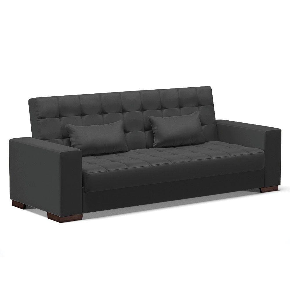 Sofá Cama 02 Lugares Lisboa Corino - D`Rossi Cor Preto