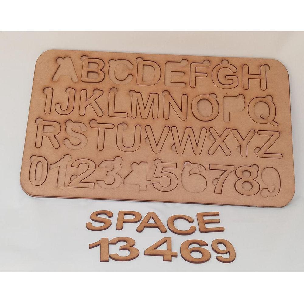 Brinquedo Tabuleiro Alfabeto Numeral e Pedagógico em Mdf