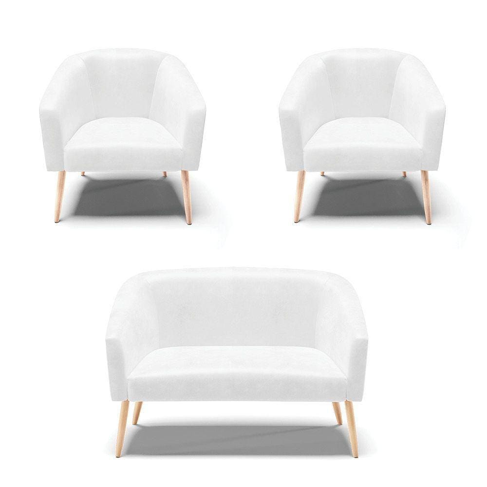 Kit 01 Namoradeira 02 Lugares E 02 Poltronas Branco