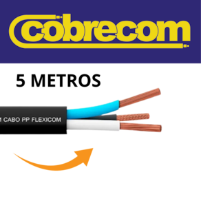 Cabo Flexível Pp 3x1,5mm De Cobre Rolo Com 5 Metros