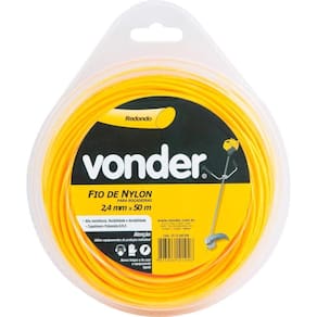 Fio De Nylon 2,4Mmx50M Redondo Para Roçadeiras E Aparadores